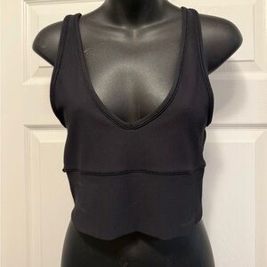 Lululemon Black Ribbed Waist-Length Tank (No Size Dot) – Approx Size 6